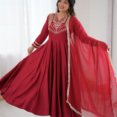 Roman Silk Designer Anarkali Lehenga