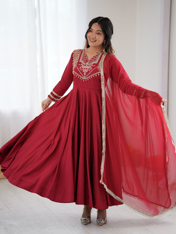 Roman Silk Designer Anarkali Lehenga