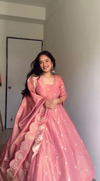 Peach Embroidered Women  Lehenga