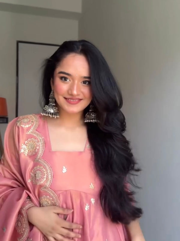 Peach Embroidered Women  Lehenga