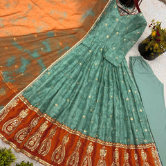 Tie-Dye  Embroidered Lehenga