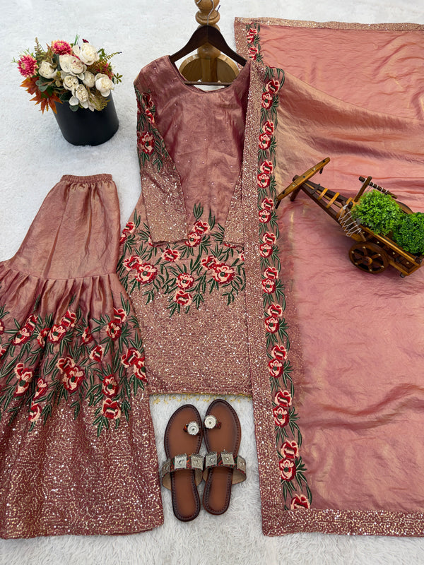 Festive Ready-to-Wear Silk Sharara Indo Western