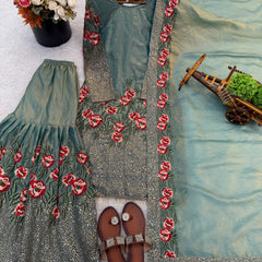 Festive Ready-to-Wear Silk Sharara Indo Western