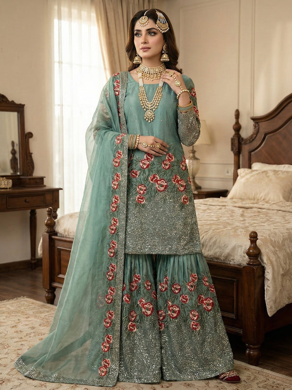 Festive Ready-to-Wear Silk Sharara Indo Western