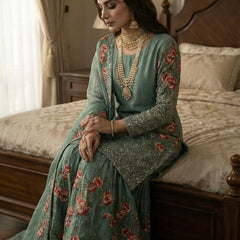 Festive Ready-to-Wear Silk Sharara Indo Western