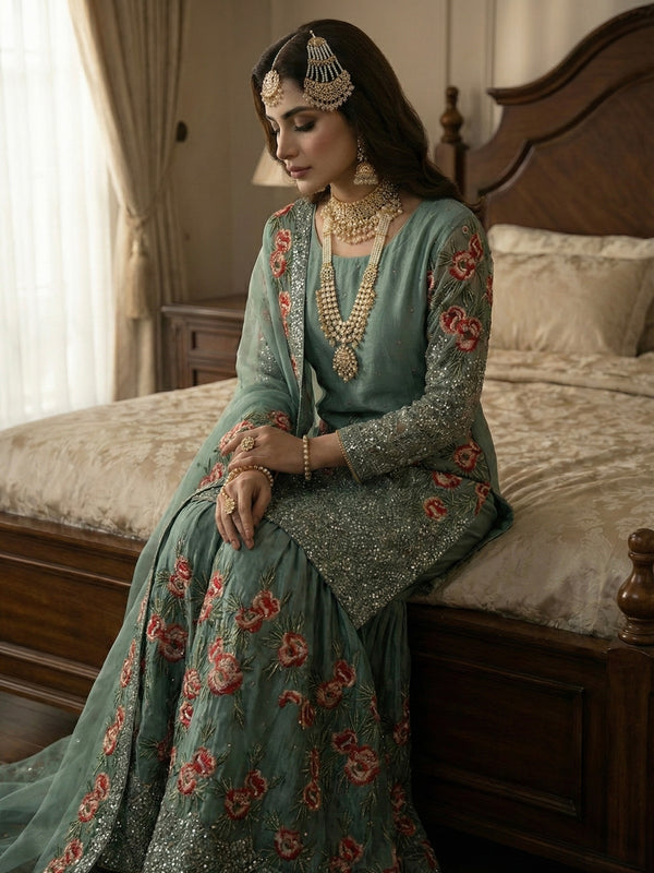 Festive Ready-to-Wear Silk Sharara Indo Western