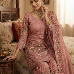 Festive Ready-to-Wear Silk Sharara Indo Western