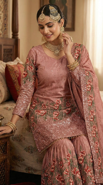 Festive Ready-to-Wear Silk Sharara Indo Western