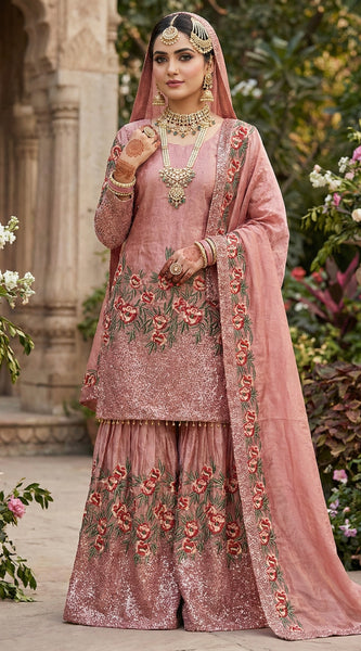Festive Ready-to-Wear Silk Sharara Indo Western