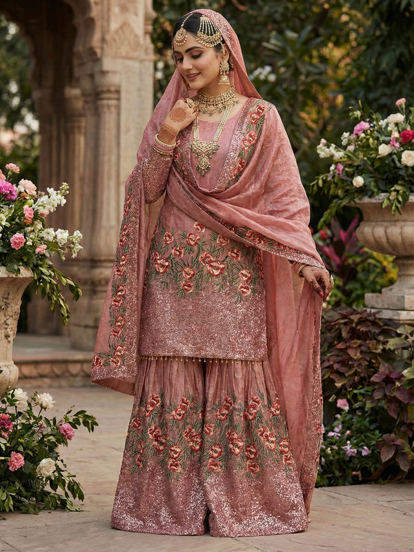 Festive Ready-to-Wear Silk Sharara Indo Western