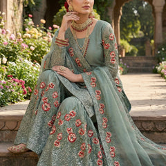 Festive Ready-to-Wear Silk Sharara Indo Western