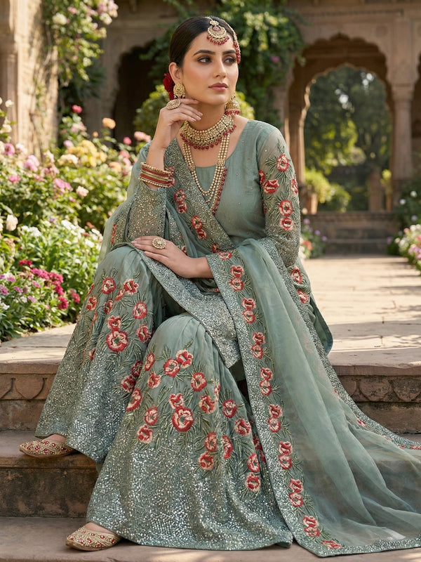 Festive Ready-to-Wear Silk Sharara Indo Western
