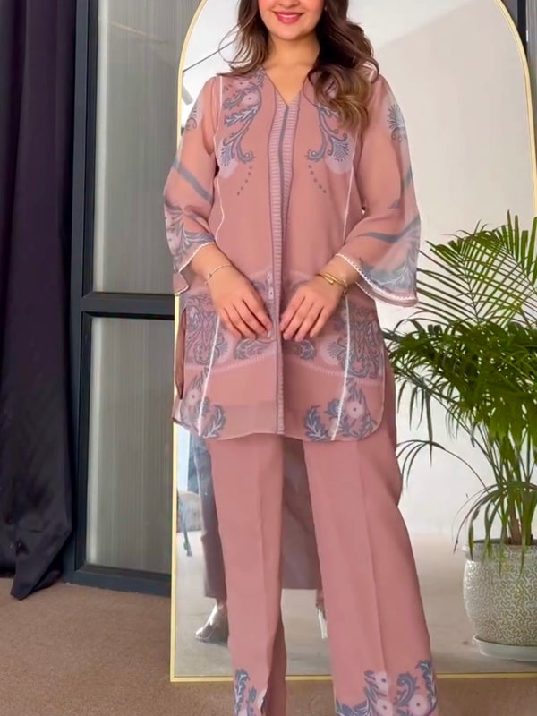 Party Wear Look Pur Sifon Georgette Top & plazzo Co-ord Sets
