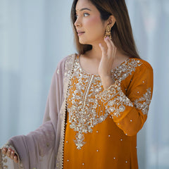 Designer Georgette Yellow Haldi Lehenga