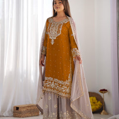 Designer Georgette Yellow Haldi Lehenga