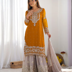 Designer Georgette Yellow Haldi Lehenga