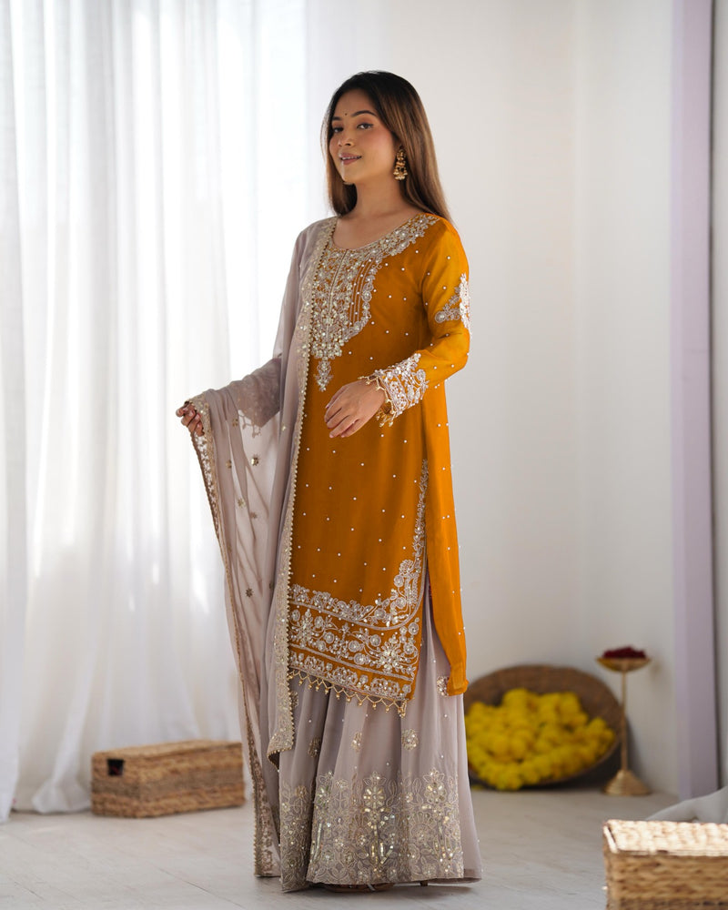 Designer Georgette Yellow Haldi Lehenga