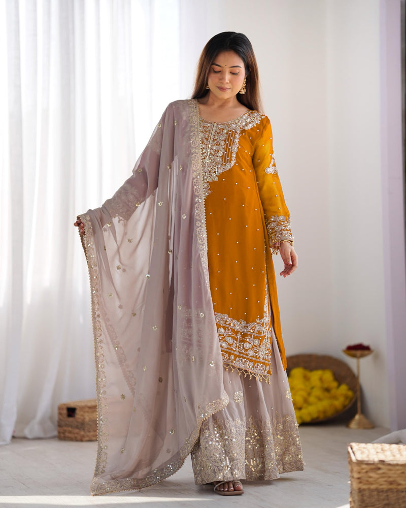 Designer Georgette Yellow Haldi Lehenga