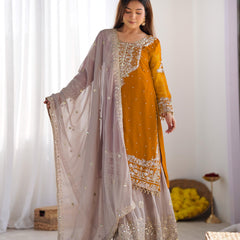 Designer Georgette Yellow Haldi Lehenga