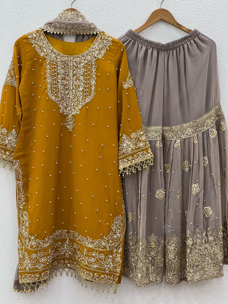 Designer Georgette Yellow Haldi Lehenga