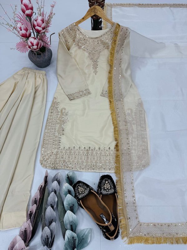 Heavy Franch Crape Palazzo Set Indo Western