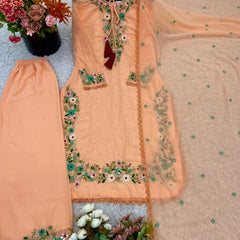 Heavy Embroidery Dresses Top-Plazzo with Dupatta