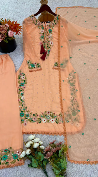 Heavy Embroidery Dresses Top-Plazzo with Dupatta