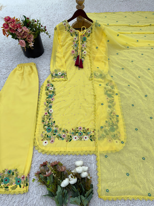 Heavy Embroidery Dresses Top-Plazzo with Dupatta