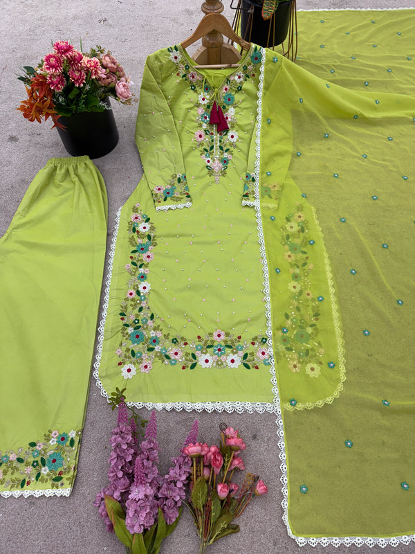 Heavy Embroidery Dresses Top-Plazzo with Dupatta