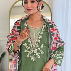 Women pure linen Dupatta kurta Sets