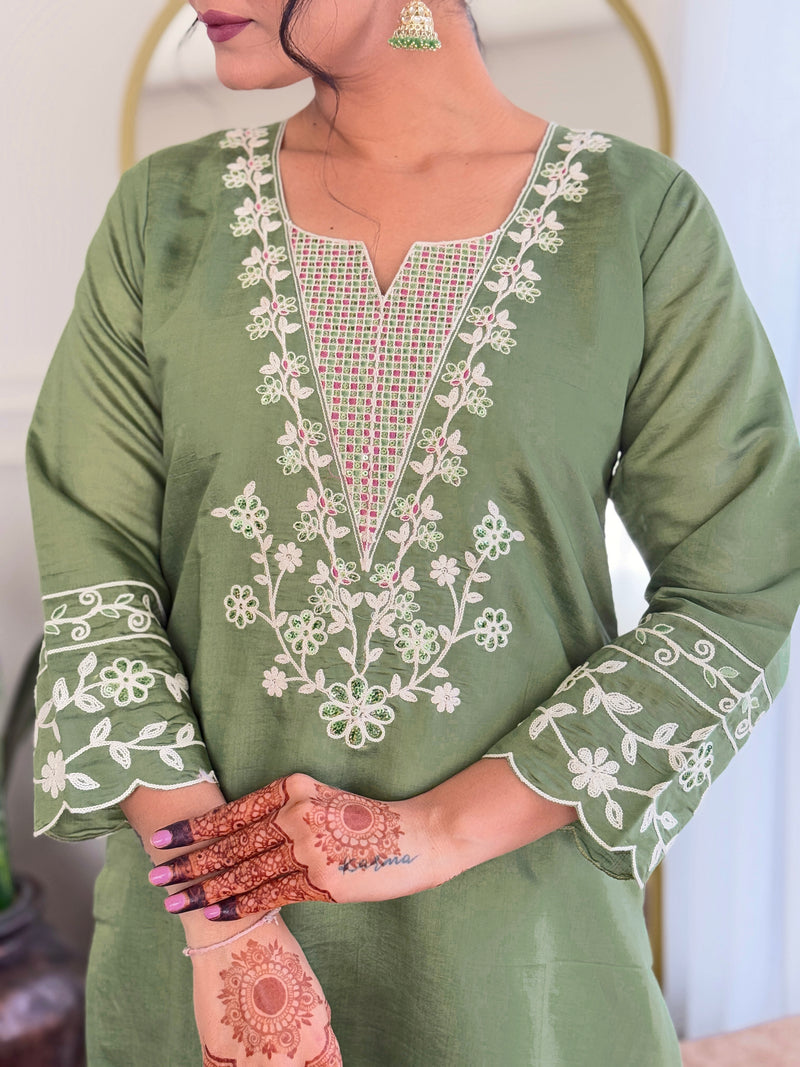 Women pure linen Dupatta kurta Sets