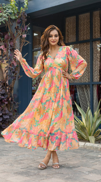 Women Floral Printed Gown