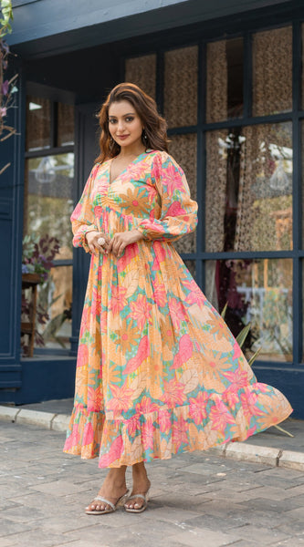Women Floral Printed Gown