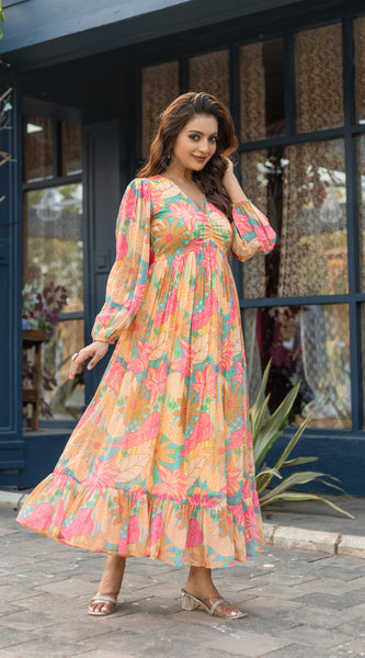 Women Floral Printed Gown