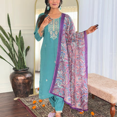 Trendy Embellished Kurta With Bottom & Dupatta