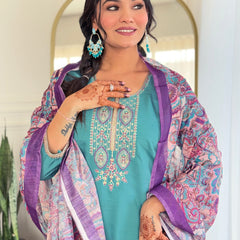 Trendy Embellished Kurta With Bottom & Dupatta