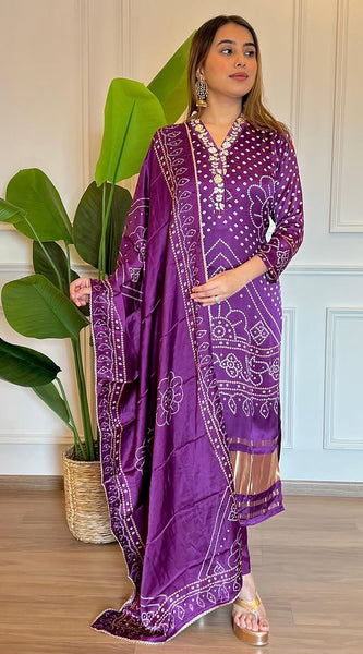 Royal Purple Bandhani Print Dresses
