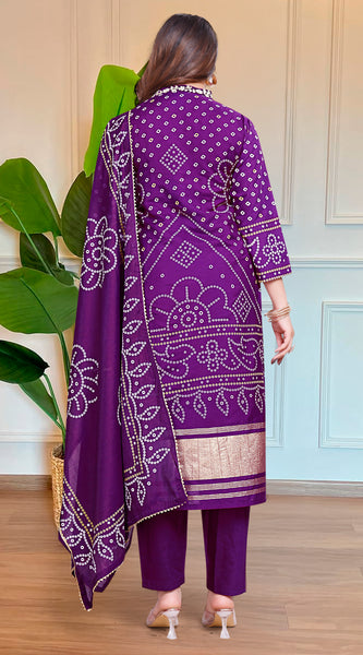 Royal Purple Bandhani Print Dresses