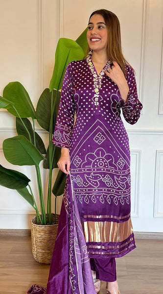 Royal Purple Bandhani Print Dresses