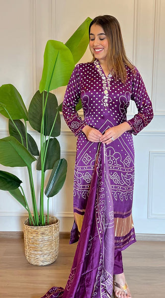 Royal Purple Bandhani Print Dresses