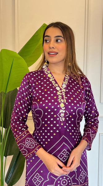 Royal Purple Bandhani Print Dresses