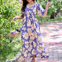 Lavender Blossom Floral Maxi Gown