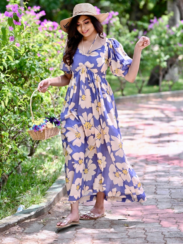 Lavender Blossom Floral Maxi Gown
