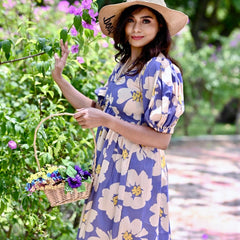 Lavender Blossom Floral Maxi Gown