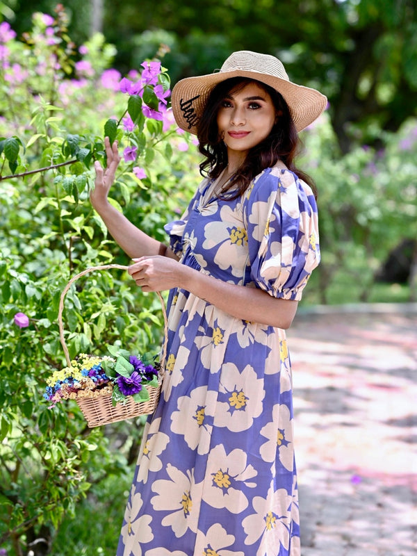 Lavender Blossom Floral Maxi Gown