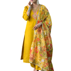 Mustard Embroidery Designer Kurta Set