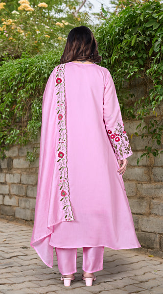 Chanderi Silk Handwork Kurta Set