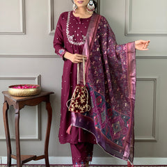 Embroidered with Ajrakh Dupatta Dresses