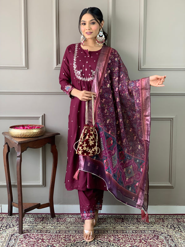 Embroidered with Ajrakh Dupatta Dresses