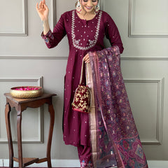 Embroidered with Ajrakh Dupatta Dresses